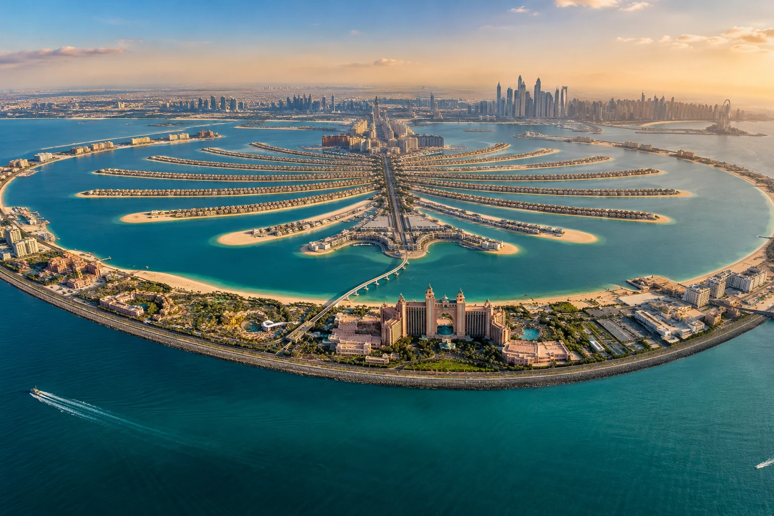 Dubai coastline and Palm Jumeirah from above